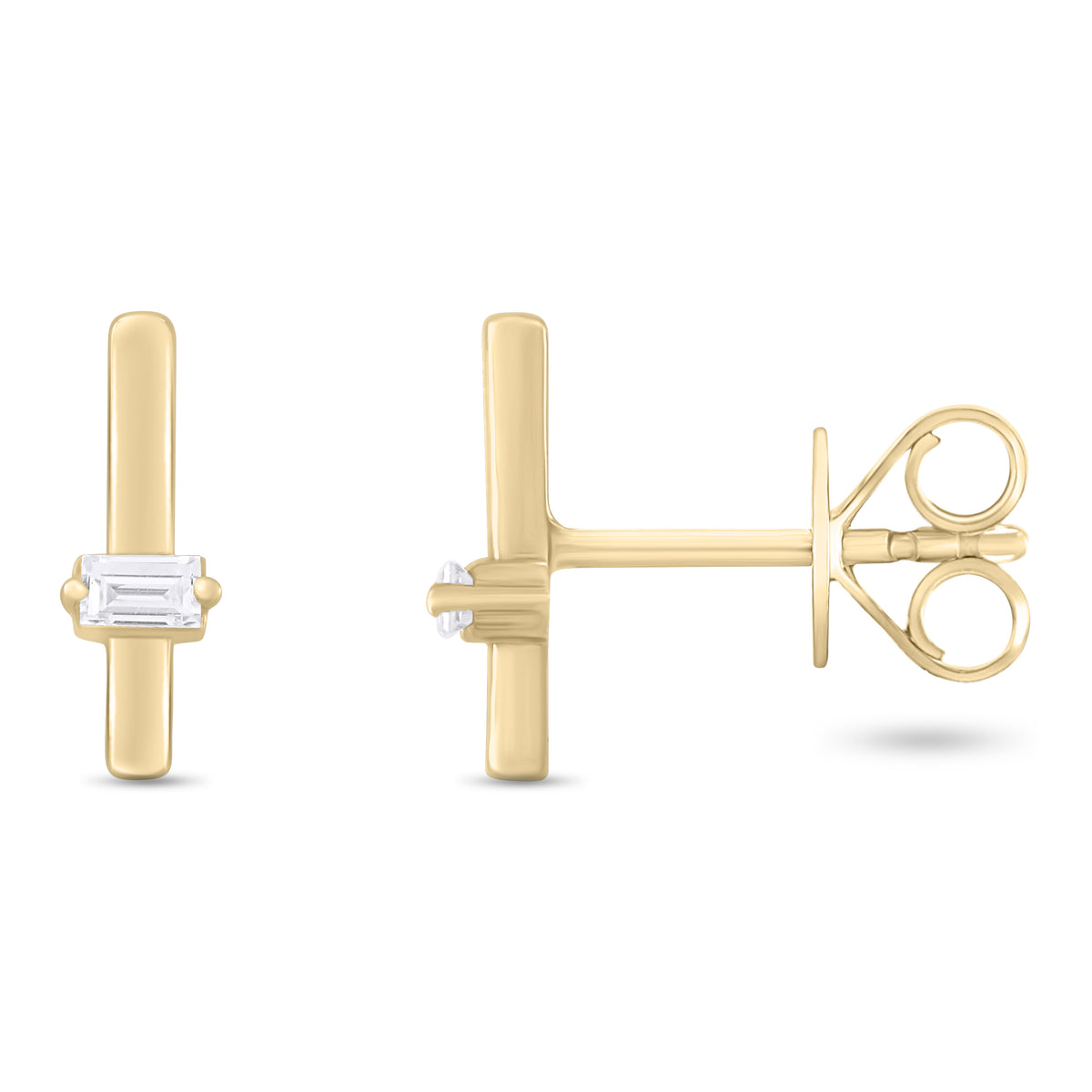 EFA54270. 14K Solid Gold Diamond Bar Studs
