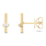 Load image into Gallery viewer, ER421150. 14K Solid Gold Diamond Bar Studs
