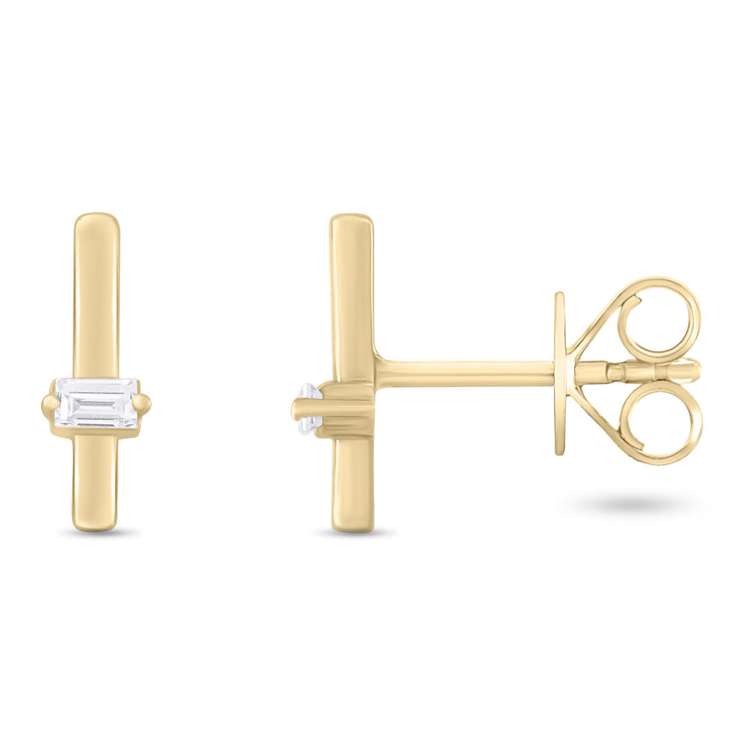 ER421150. 14K Solid Gold Diamond Bar Studs