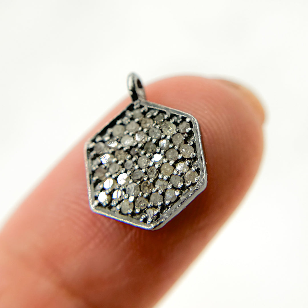 DC415. Diamond Sterling Silver Hexagon Charm