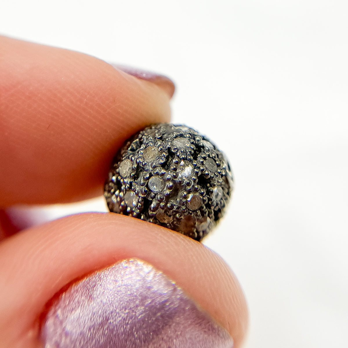 DC831. Diamond & Sterling Silver Round Bead