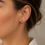 EHG56555. 14k Solid Gold Gemstone and Diamond Hoops