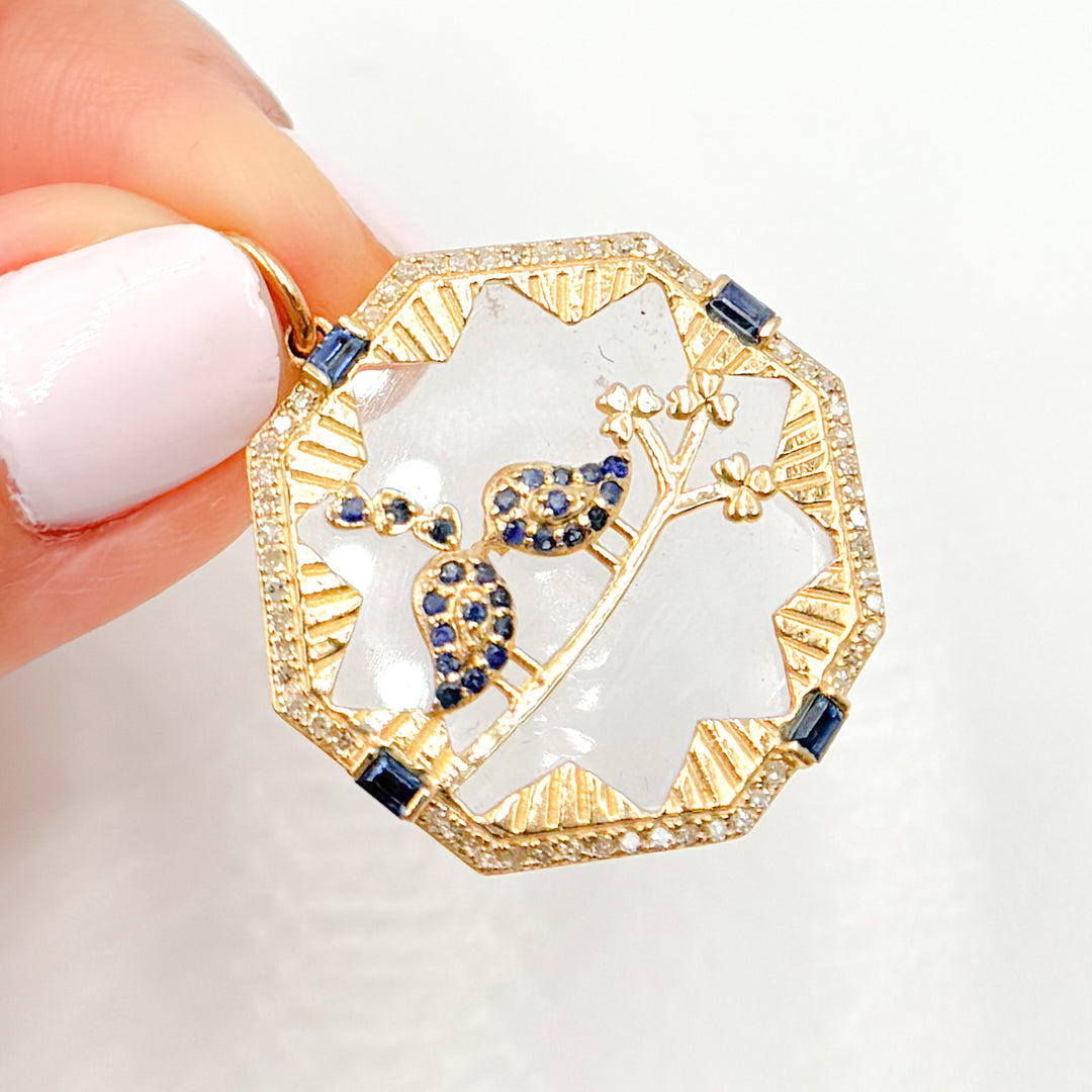 Buy 14K Gold Octagon Birds Pendant