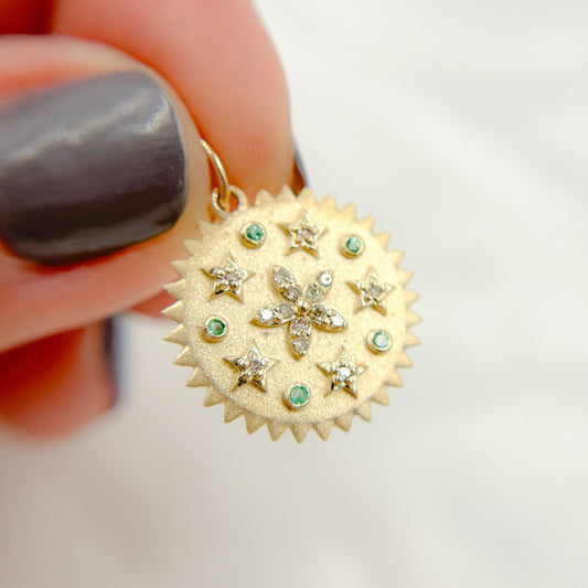 14k Solid Gold Diamond and Gemstone Circle