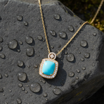 Load image into Gallery viewer, CP97443TQ12X10. 14K Solid Gold Diamond and Turquoise Pendant