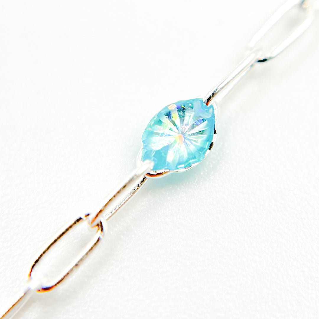 Shop Silver Sky Blue Opal Color Enamel Cable Chain