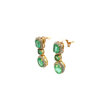 Load image into Gallery viewer, 14k Solid Gold Diamond and Emerald Dangle Stud Earrings. GDT502EM
