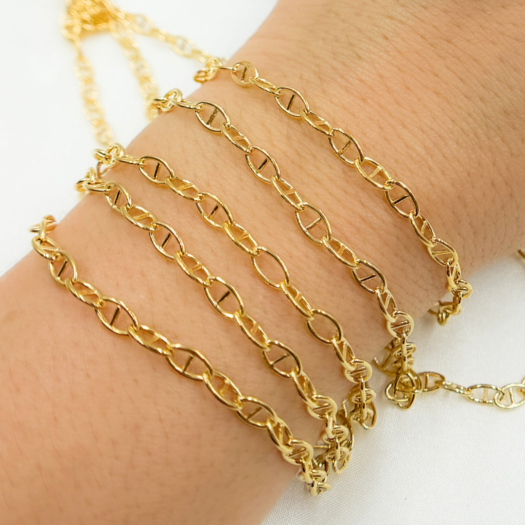 Gold Plated 925 Sterling Silver Smooth Marina Link Chain