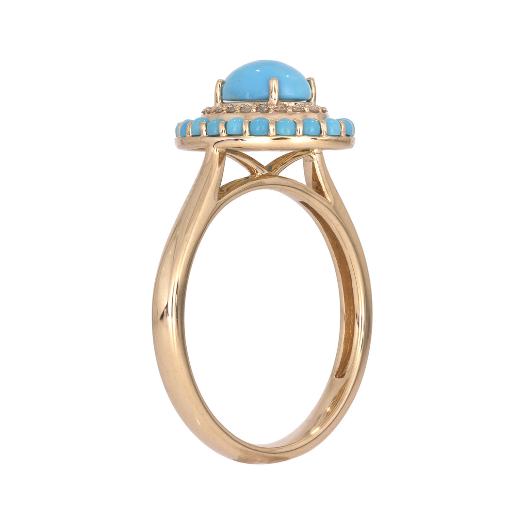 CR96844TQ7X518K. 18K Solid Gold Diamond and Turquoise Ring