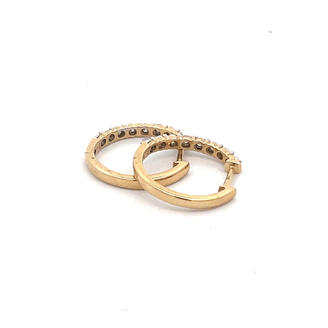 EHC56424. 14k Solid Yellow Gold Diamond Hoops