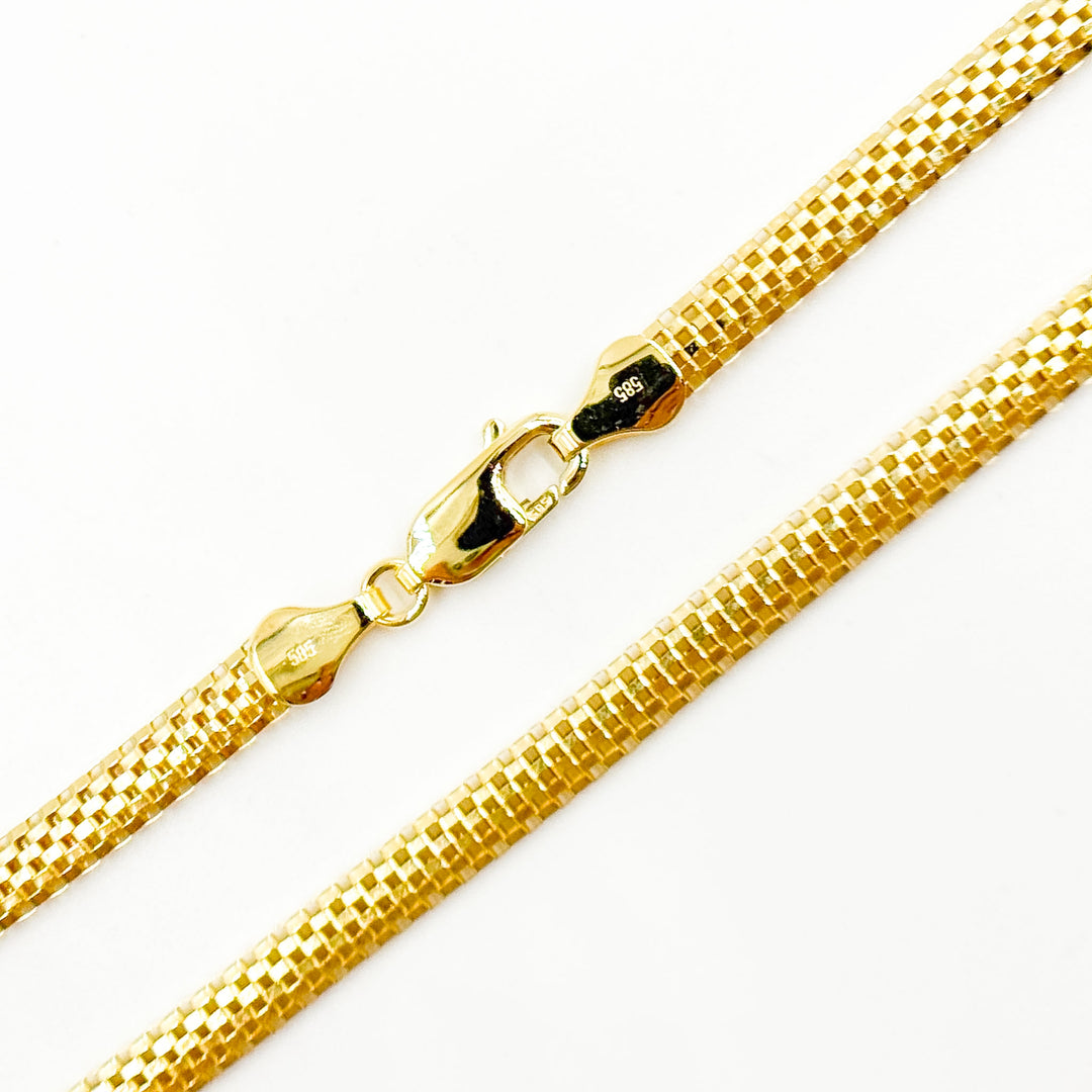500J02TULIPAN. 14K Solid Gold Bismark Mesh Necklace
