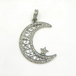 Load image into Gallery viewer, DP552. Diamond Sterling Silver Moon and Star Pendant
