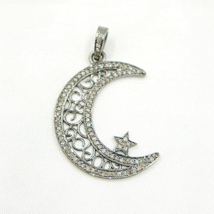 Silver Moon and Star Pendant