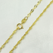 14k Solid Yellow Gold Marina Diamond Cut Link Chain