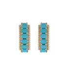 Load image into Gallery viewer, EHZ57696TQ. 14K Solid Gold Turquoise Hoops