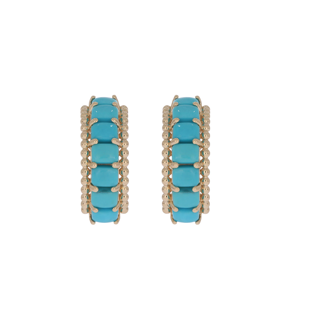 EHZ57696TQ. 14K Solid Gold Turquoise Hoops