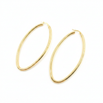 Load image into Gallery viewer, GER152. 14K Solid Gold Hollow Oval Hoop