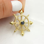 Load image into Gallery viewer, DP736. Diamond Sterling Silver Round Arrow Pendant with Gemstone
