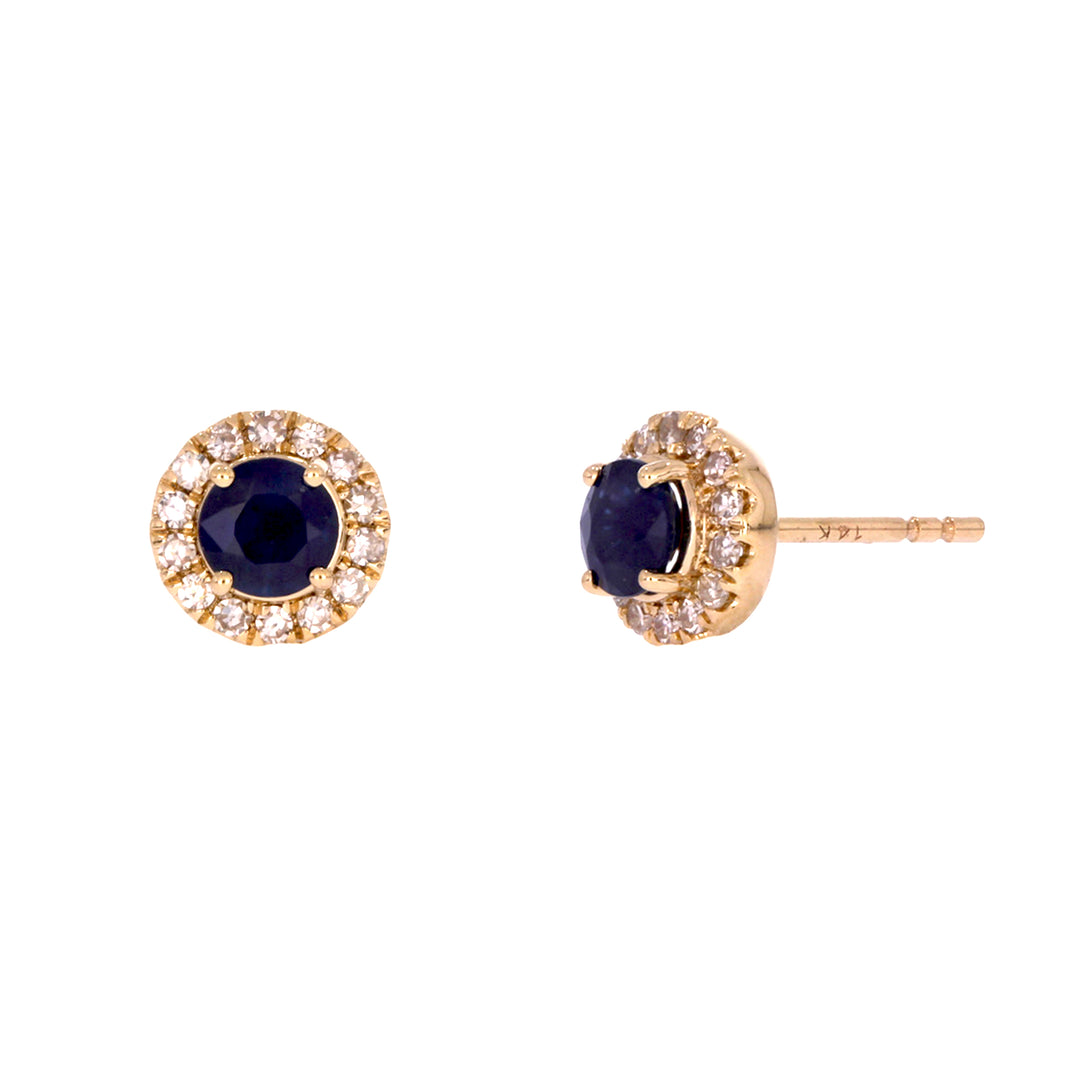 EFC54135. 14K Solid Yellow Gold Diamond and Gemstone Stud Earring