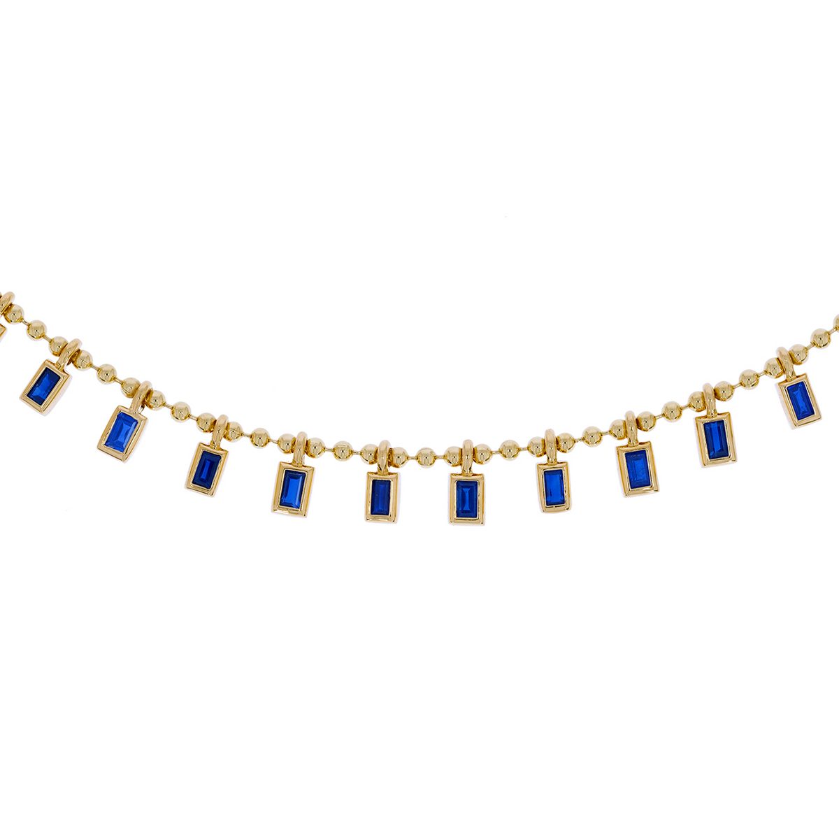 NFZ71948. 14K Solid Gold Gemstone Dangle Rectangle Necklace