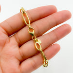 Load image into Gallery viewer, TRE001Bracelet. 4k Solid Yellow Gold  Hollow Long and Short Link Bracelet