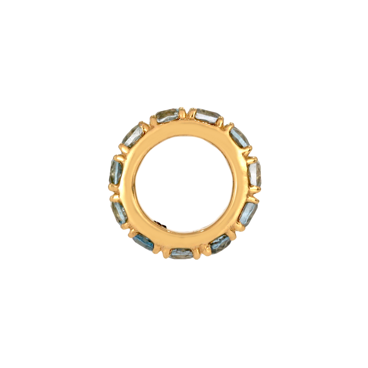 14K Solid Gold Gemstone Round Rings