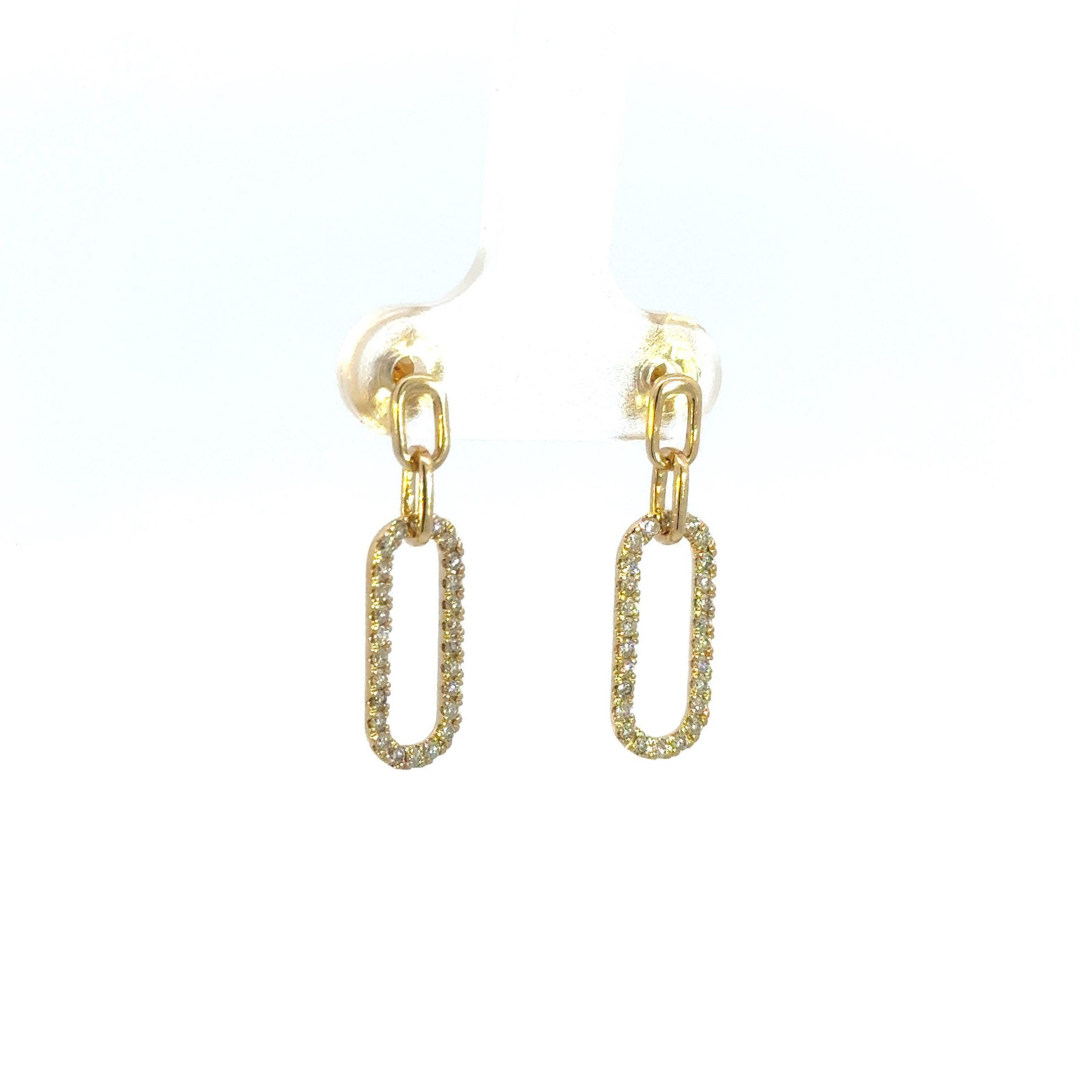 EFG52674. 14k Solid Gold Diamond Paperclip Dangle Earrings
