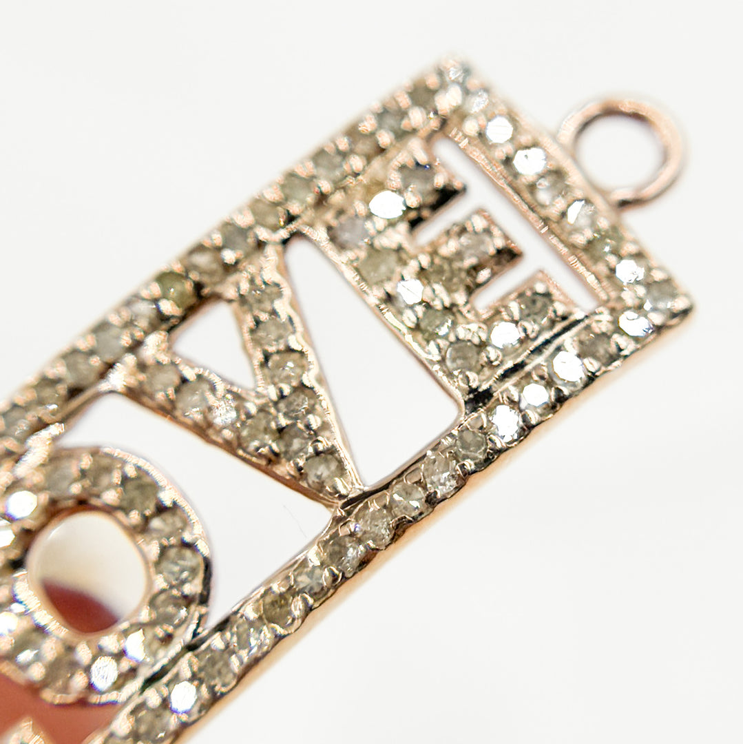 Pave Diamond & 925 Sterling Silver Two Tone and Gold Plated Rectangle Love Connector. DC592