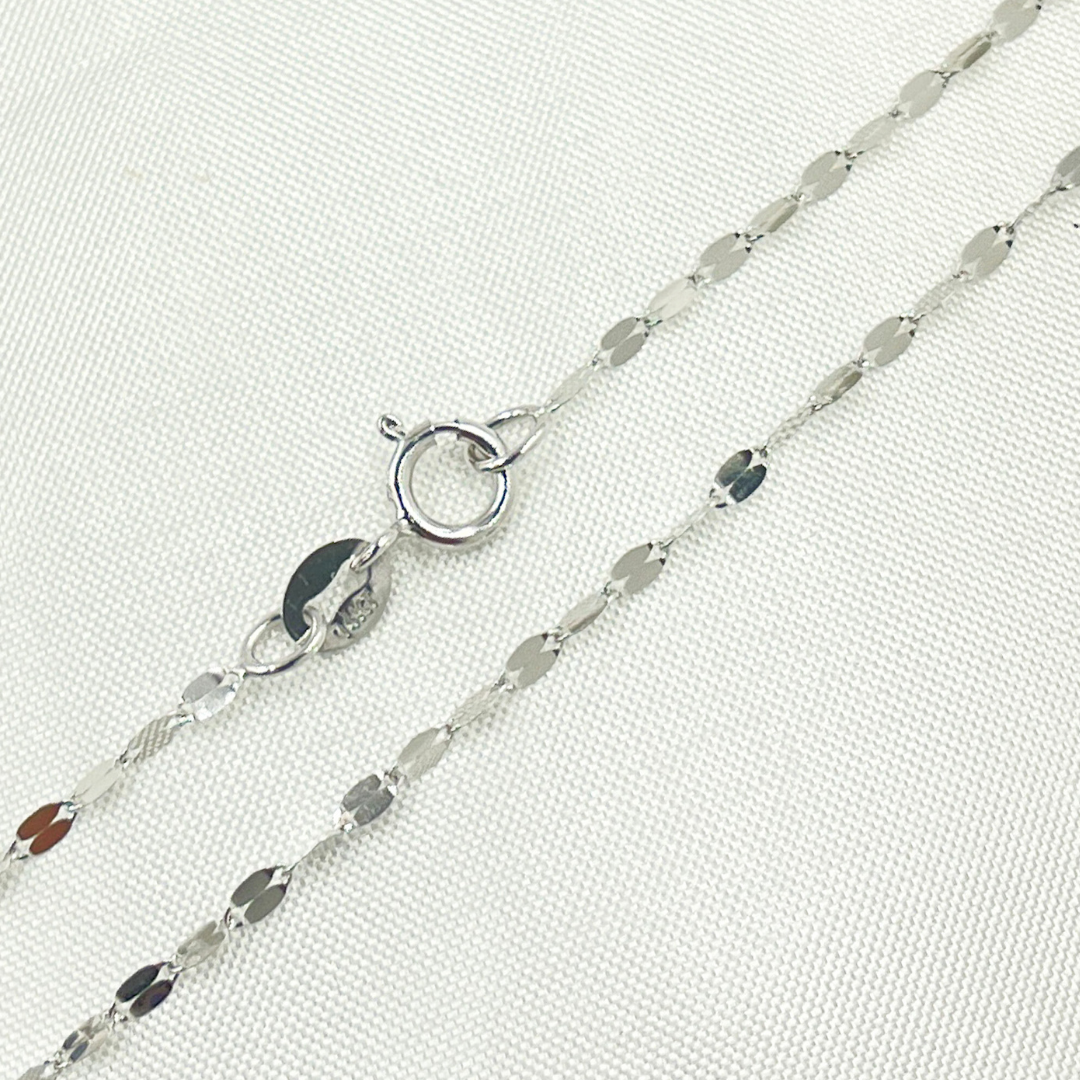025FV10WG. 14K Solid White Gold Flat Marina Link Chain