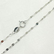 14K Solid White Gold Flat Marina Link Chain