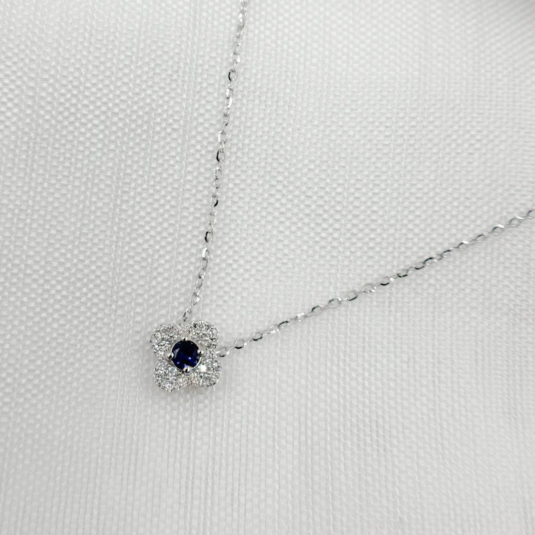 NT404984. 14K Solid Gold Flower Solitaire Tiny Necklace