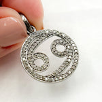 Load image into Gallery viewer, DC329. Diamond Sterling Silver Round Cancer Zodiac Pendant
