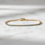 Load image into Gallery viewer, BTF65392TQ. 14k Solid Gold Diamond and Turquoise Beaded Bracelet