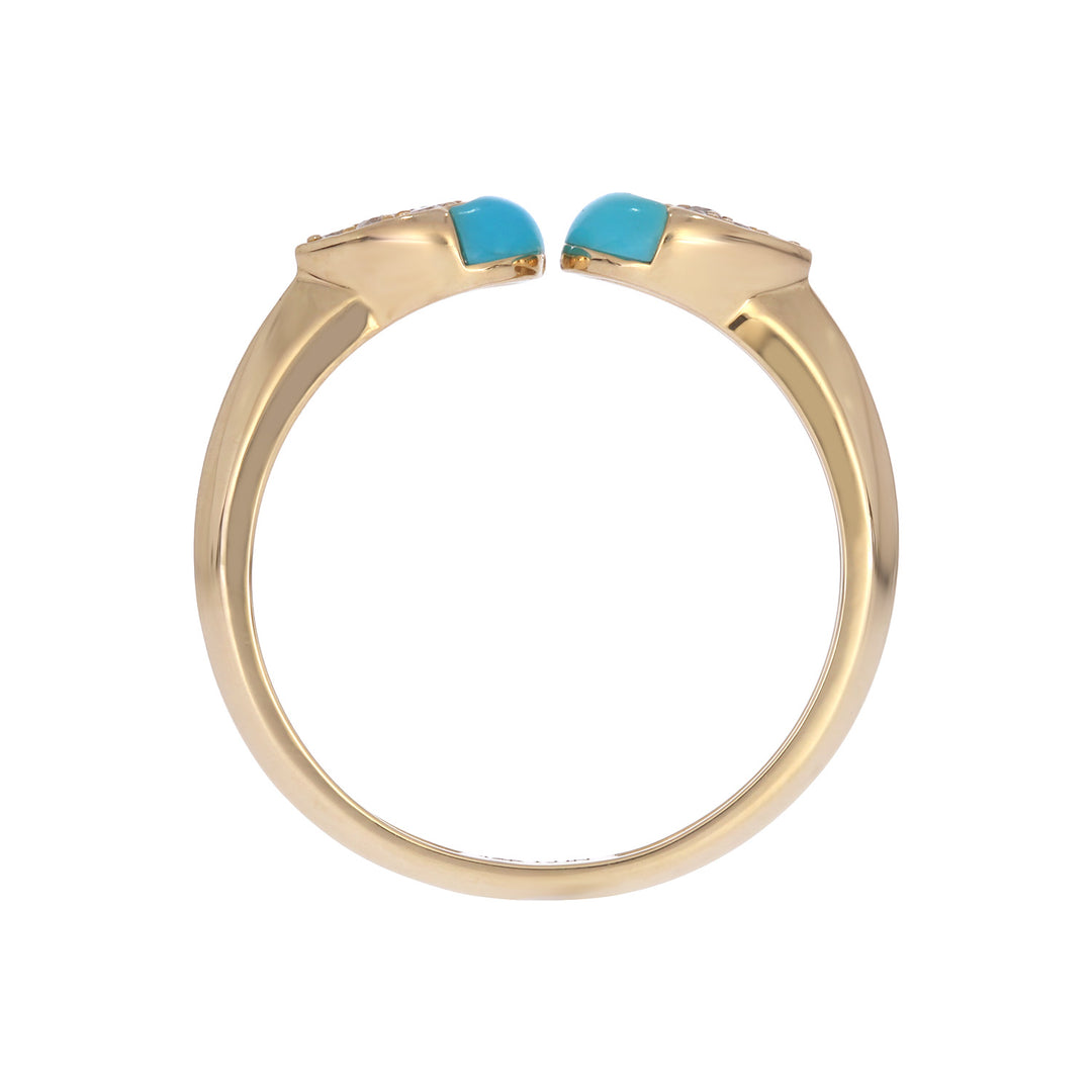 DRN05778TQ. 14k Solid Gold Turquoise and Diamond Fancy Ring