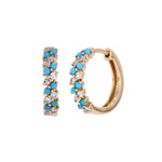 Load image into Gallery viewer, Gold Diamonds and Turquoise Hoops