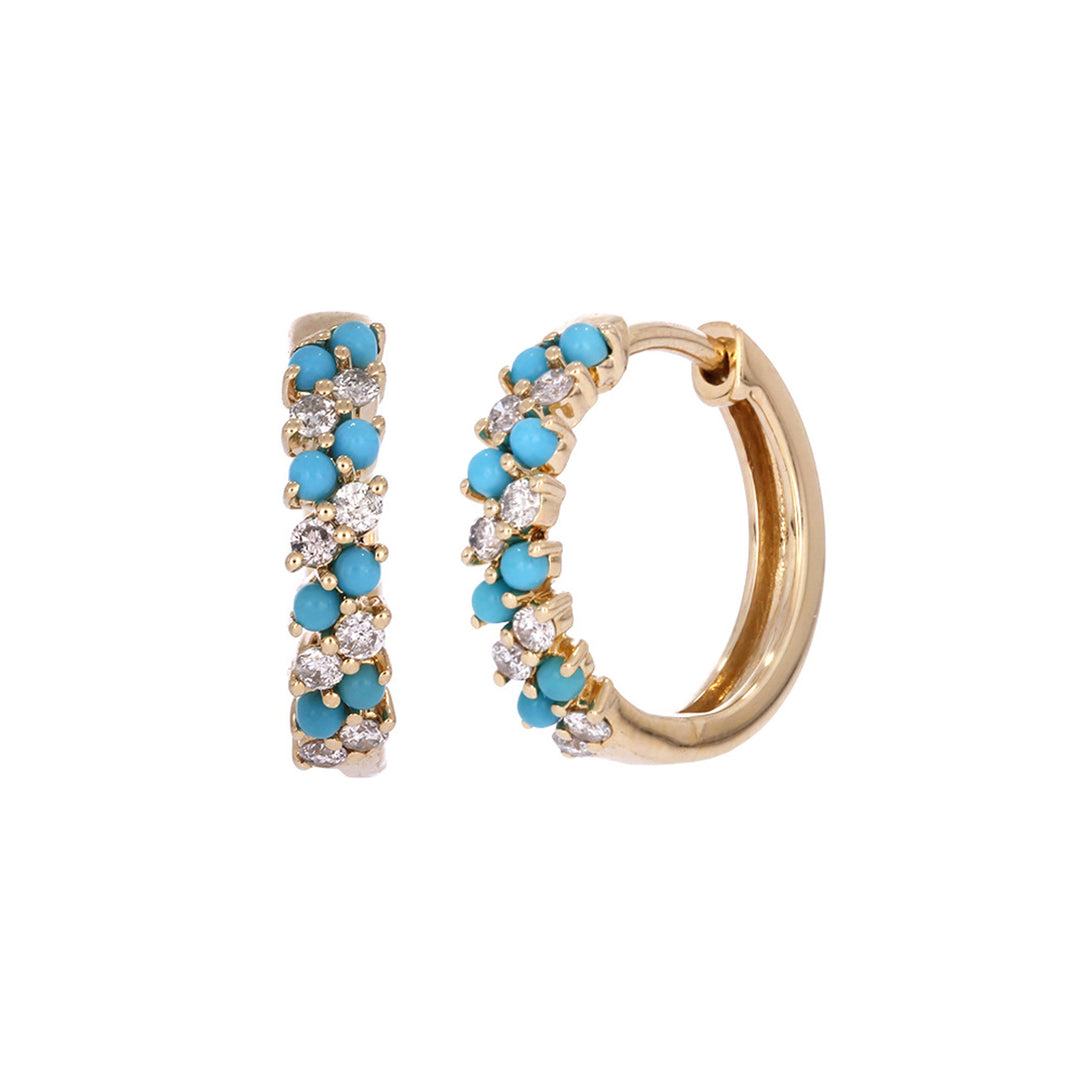 Gold Diamonds and Turquoise Hoops
