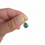 Load image into Gallery viewer, CMB00360EM. 14K Solid Gold Drop-Shaped Emerald and Diamond Charm