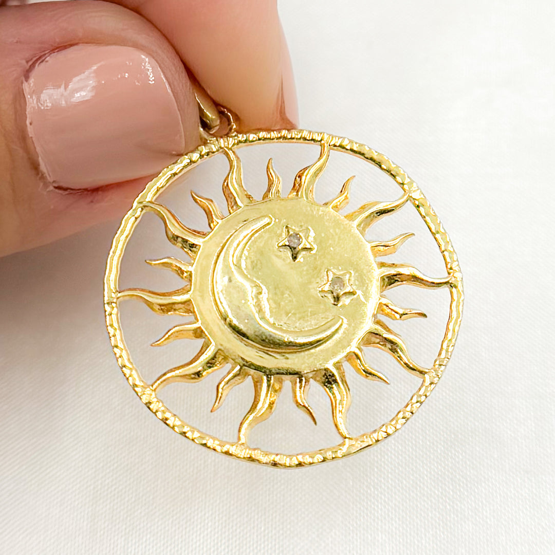 DP689. Diamond Sterling Silver Sun Pendant