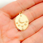 Load image into Gallery viewer, 14K Solid Gold with Diamond Oval Shape Charm with Moon and Stars in the Center. GDP624

