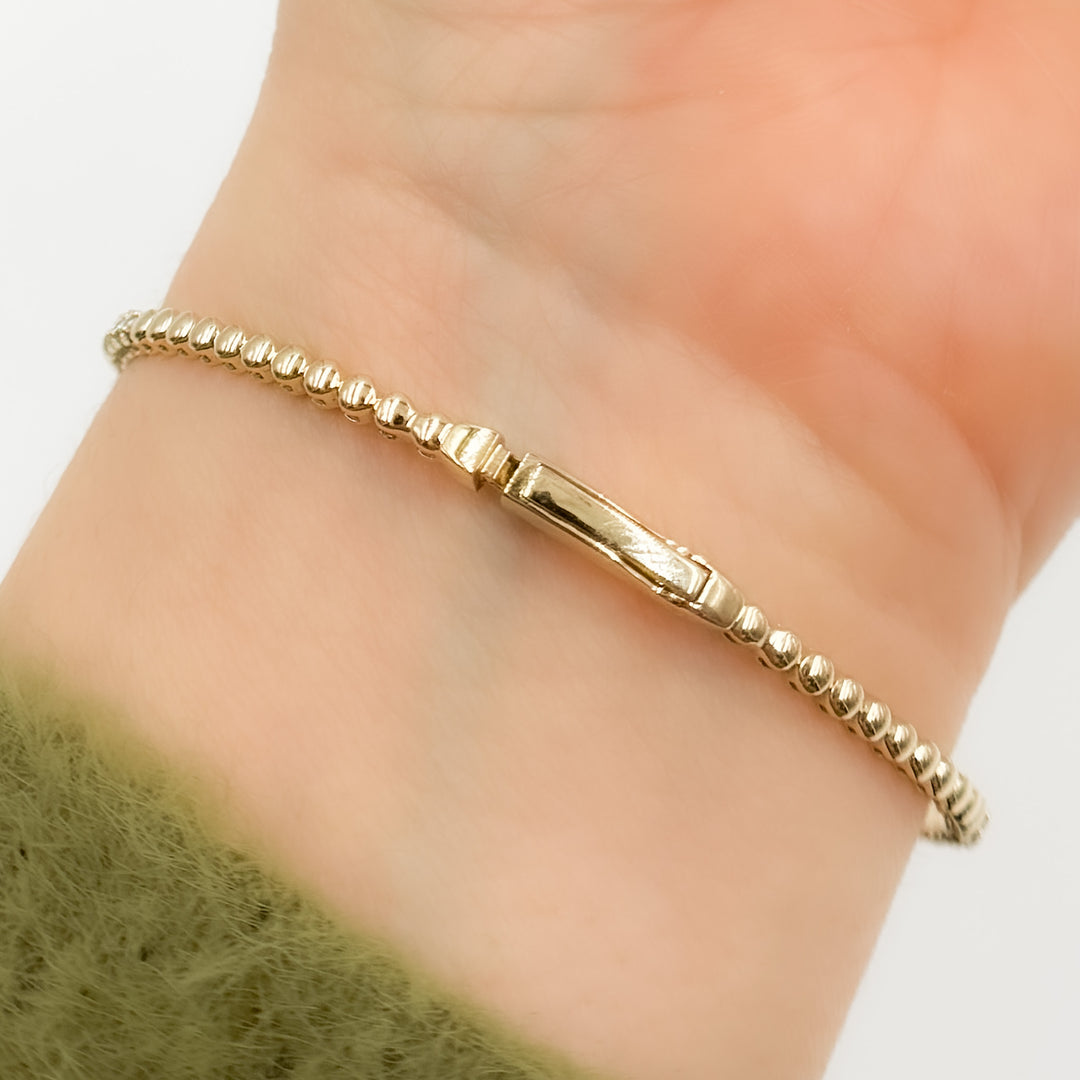 BNG68562. 14K Solid Yellow Gold Gemstone and Diamond Fancy Bangle