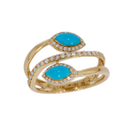 Load image into Gallery viewer, CR97179TQ7X3.5. 14K Solid Gold Diamond and Turquoise Ring