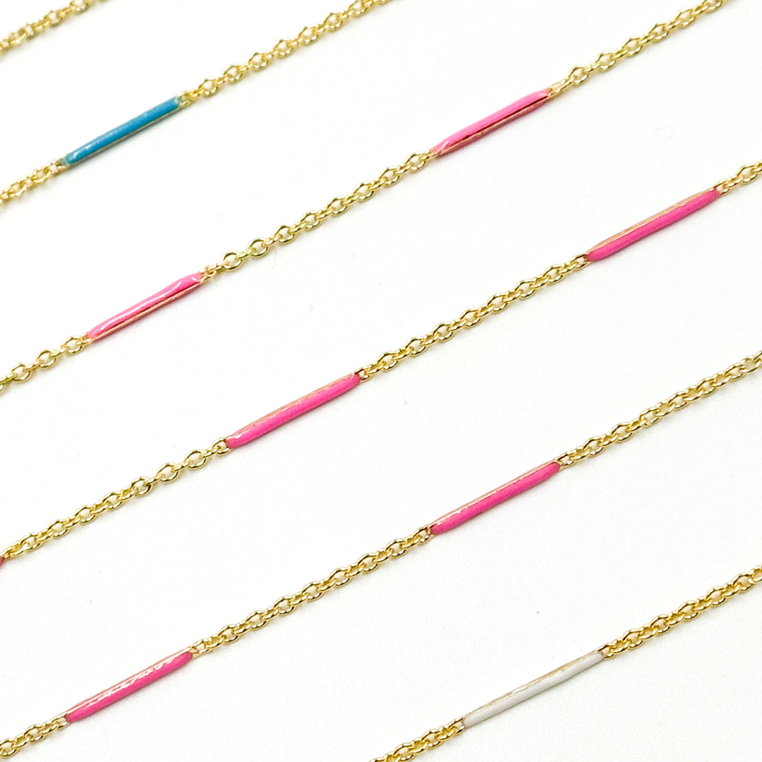 70/7796GF. 14k Gold Filled Enamel Bar Link Chain
