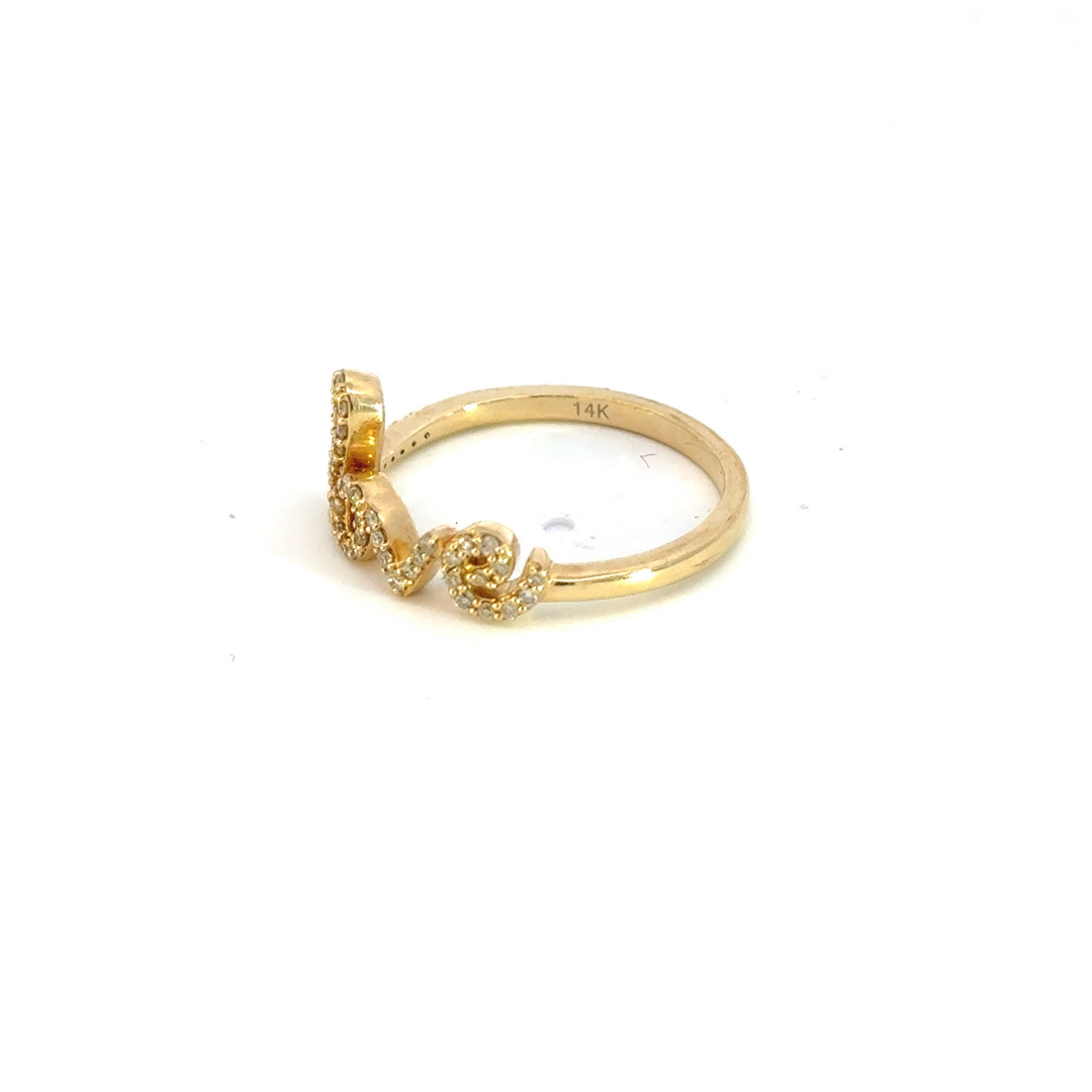 14K Solid Gold Love Word Ring. RFE17924