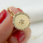 Load image into Gallery viewer, 14k Solid Gold Diamond Circle Star Charm. GDP544
