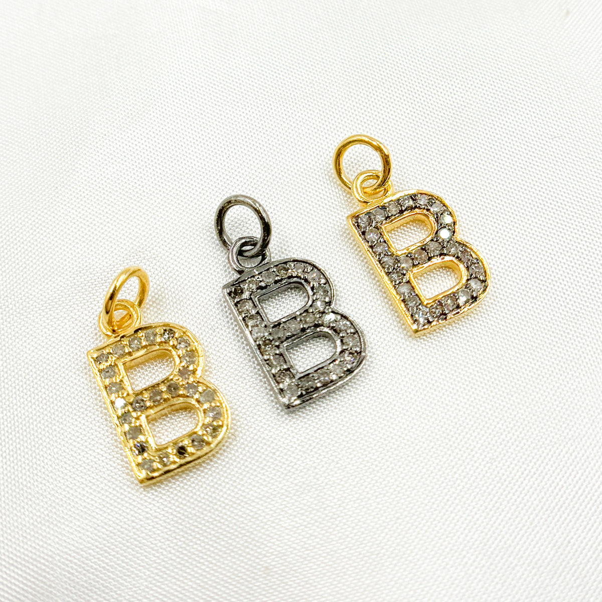 DC176. Diamond Sterling Silver Letter "B" Charm