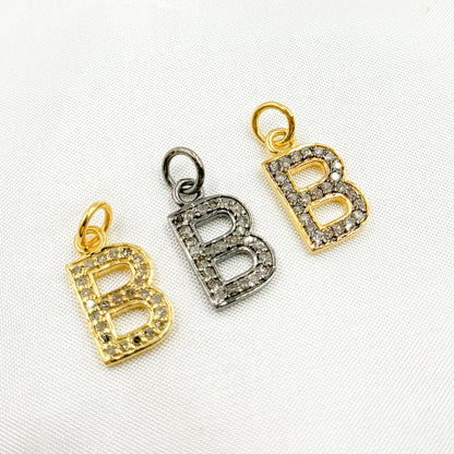 DC176. Diamond Sterling Silver Letter "B" Charm