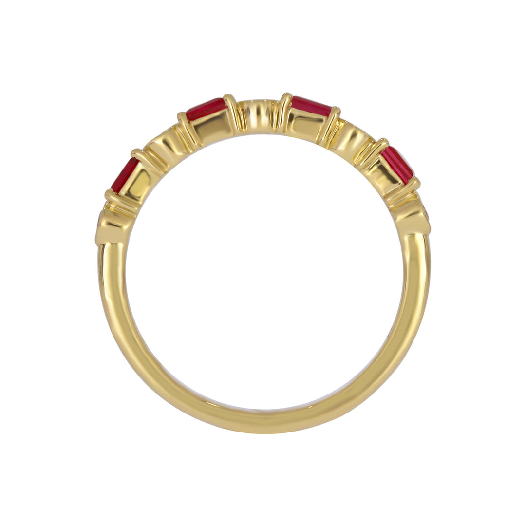 RAB01631RU. 14K Solid Yellow Gold Diamond and Ruby Band Ring