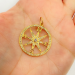 Load image into Gallery viewer, 14K Gold with Diamonds Compass Charm. GDP220
