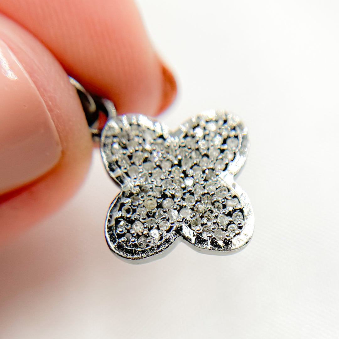 DC922. Diamond Sterling Silver Flower Charm