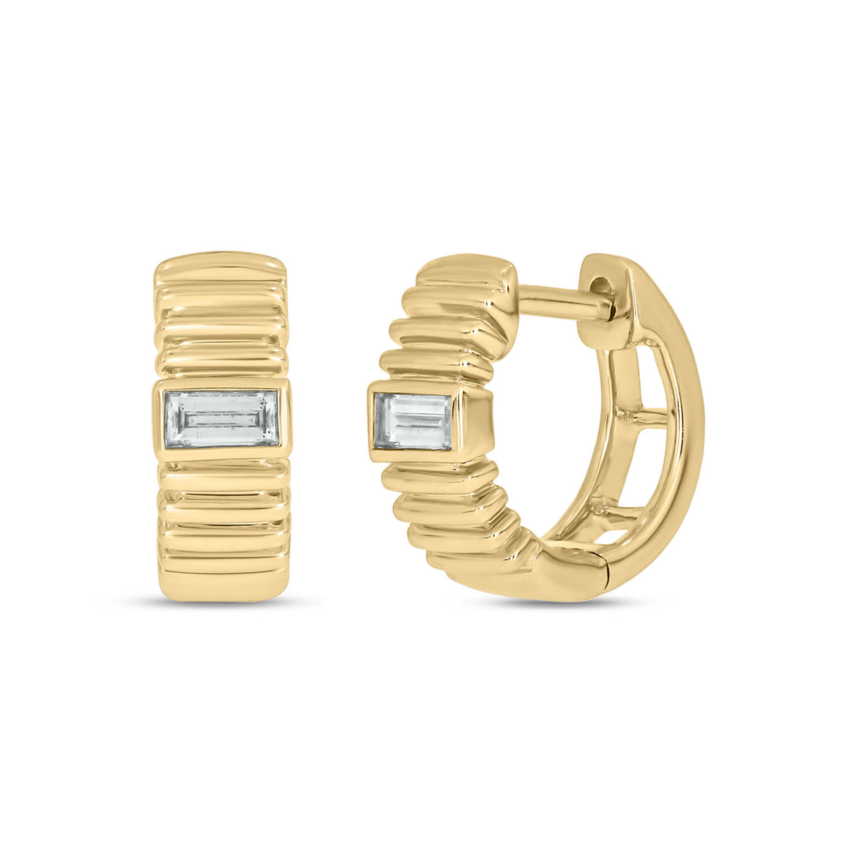 EHZ57170. 14k Solid Gold Gemstone Huggies